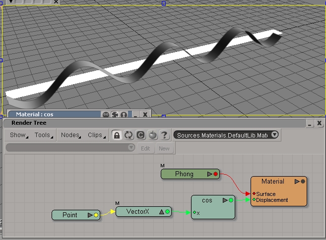 Cosine shader used as displacement